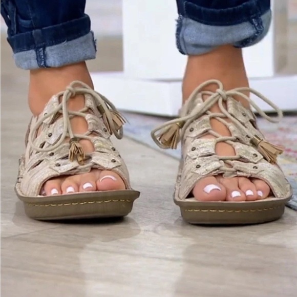 Alegría Sand Valerie Gladiator Lace Up Leather Sandals Size 39/9 - Picture 12 of 12